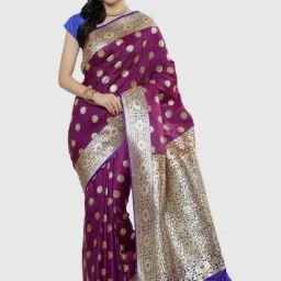 Banarasi Silk Works Purple Woven Saree With Unstitched Blouse-image-71