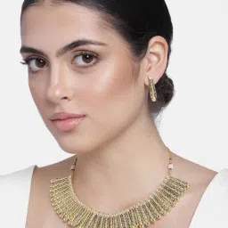 Estele Gold-Plated Traditional Kundan Necklace & Earring Set for Women-44