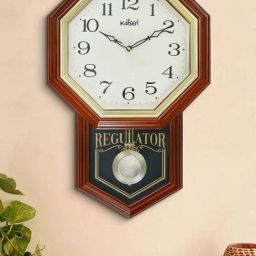CHRONIKLE Brown Plastic Vertical Analog Pendulum Chime Musical Wall Clock-18