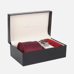 Van Heusen Maroon Embroidered Tie with Pocket Square & Cufflink-picture-43