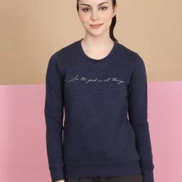 Sweet Dreams Navy Blue Regular Fit Print Sweatshirt-image-70