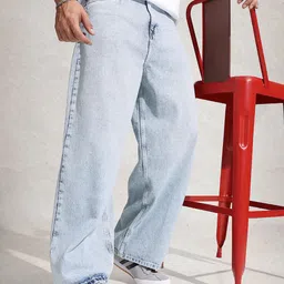 WROGN Men Baggy Mid-Rise Heavy Fade Pure Cotton Jeans-image-57