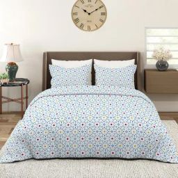 Layers Blue Microfiber Floral Double Bedsheet With 2 Pillow Covers-image-40