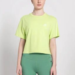 ADIDAS Green Cotton Plain Sports T-Shirt-picture-20
