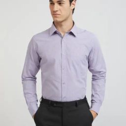 Raymond Purple Cotton Slim Fit Checks Shirt-picture-1