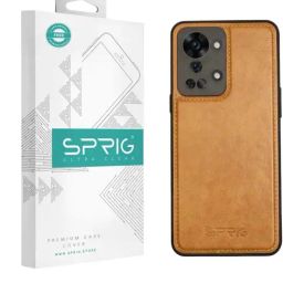 Sprig Glossy Leather Back Cover for Oneplus Nord 2T 5G (Brown)-93