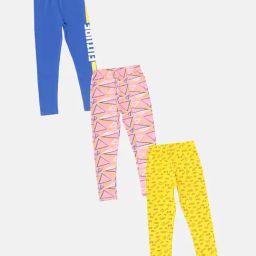 Kiddopanti Girls Multicolor Printed Leggings (Pack Of 3)-image-23
