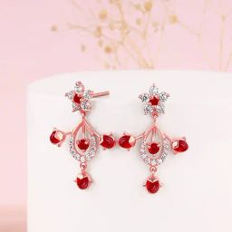 GIVA 92.5 Sterling Silver Rose Gold Grow In Love Dangler Earrings-image-22