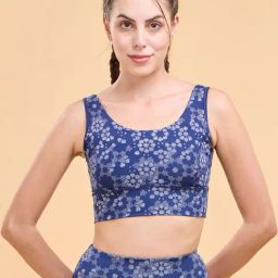 Enamor Blue Floral Print Sports Bra-image-42