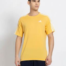 Adidas Orange Regular Fit Striped Sports T-Shirt-image-76