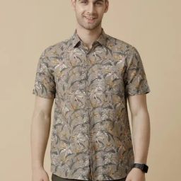 Linen Club Multicolored Linen Regular Fit Printed Shirt-image-59