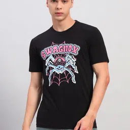 SWAGNOX Men Graphic Printed Round Neck Cotton Regular Fit T-shirt-image-25