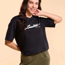 Enamor Jet Black Cotton Printed T-Shirt-image-68