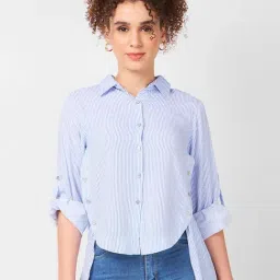ITI Blue Regular Fit Stripes Casual Shirt-image-54