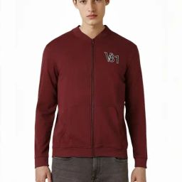 Van Heusen Maroon Cotton Regular Fit Bomber Jacket-picture-13