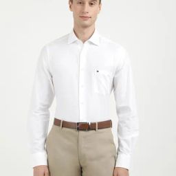 Tommy Hilfiger White Cotton Regular Fit Striped Shirt-image-75