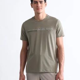 Uspa Active Green Cotton Slim Fit Printed Sports T-Shirt-image-20