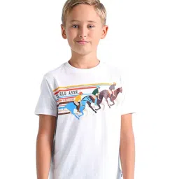 U.S. Polo Assn. Kids White Printed T-Shirt-picture-45