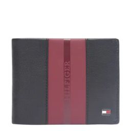 TOMMY HILFIGER Alimos Black & Wine Casual Leather Bi-Fold Wallet for Men-image-93