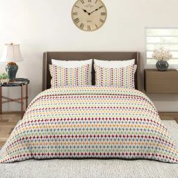 Layers Multicolor Microfiber Geometric Double Bedsheet With 2 Pillow Covers-picture-48