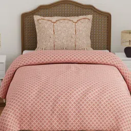 Boutique Living India Pink Cotton Ethnic Motifs Single Bedsheet With 1 Pillow Cover-picture-49