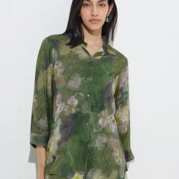 Utsa by Westside Dark Green Watercolour Floral Print Ethnic Tunic-35