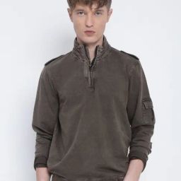 Showoff Brown Cotton Slim Fit Sweatshirt-picture-5