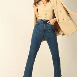 Vero Moda Blue Cotton Straight Fit High Rise Jeans-picture-13