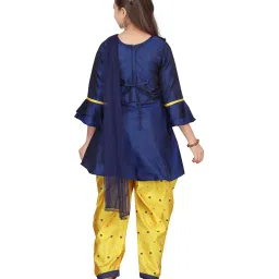 Aarika Kids Navy Patch Work Suit Set With Dupatta image 2