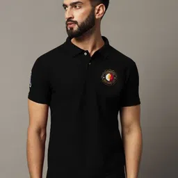 HUSHBUCKS Men Polo Collar Monochrome Pockets T-shirt-picture-7