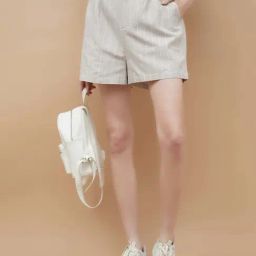 Ginger By Lifestyle Beige Regular Fit Striped Shorts-image-33