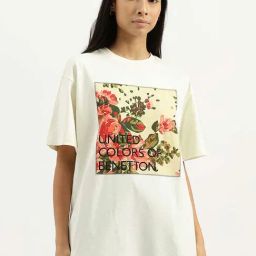United Colors of Benetton White Cotton Floral Print Top-47