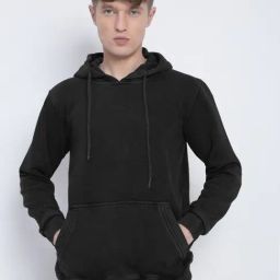 SHOWOFFFF Black Cotton Slim Fit Hooded Sweatshirt-image-29