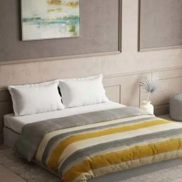 DDecor Grey & Golden 150 TC Cotton Queen Reversible Dohar-picture-1