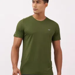 Wildcraft Olive Green Regular Fit Plain T-Shirt-picture-27