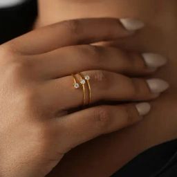 Mabel 92.5 Sterling Silver 18k Gold-Plated Solitaire Spiral Adjustable Ring-image-15