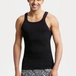 Jockey US26 Jet Black Super Combed Cotton Rib Gym Vest-picture-3