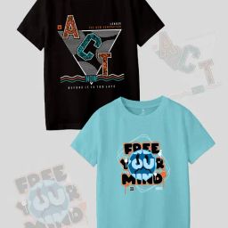Codez Kids Black & Blue Printed T-Shirt (Pack Of 2)-image-72