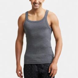 Jockey US26 Charcoal Super Combed Cotton Rib Gym Vest-image-115