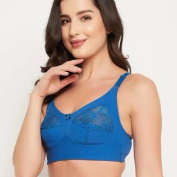 Clovia Blue Plain Full Coverage Bra image 3