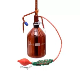 Supertek 100 ml Automatic Zero Burette with PTFE Needle Valve, Amber Color, 75.108.0100 image 1
