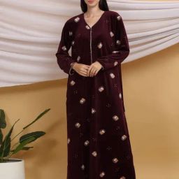 Sweet Dreams Maroon Printed Night Gown-picture-29