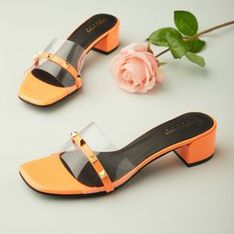Tokyo Talkies Orange Party Block Heels-54