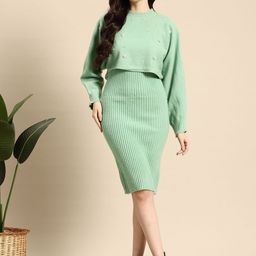 Mast & Harbour Two Piece Woollen Sheath Dress-image-10