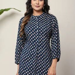 Aravalii Cobalt Blue Printed Tunic-image-88