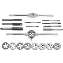 A&S TOOLSHOP Tap and Die Set M3-M12 Thread Size Alloy Steel Silver (Set of 20)-75