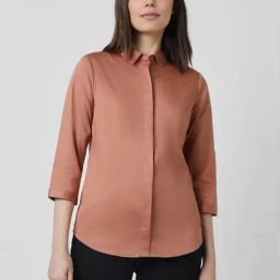 Van Heusen Brown Cotton Regular Fit Formal Shirt-image-41