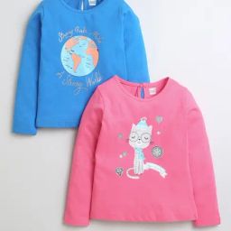 Bumzee Girls Multi Cotton Graphic T-Shirt (Pack of 2)-image-63