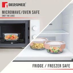 Bergner Smart Lock Transparent Glass Borosilicate Round Food Container (620ml) image 4