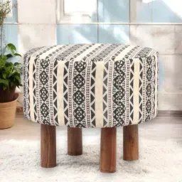 Ikiriya Collio Jacquard Brown & Black Wood Ottoman-image-13